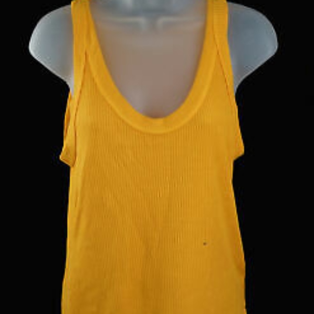 Monrow Mustard Yellow Ribbed Tank Top - Size S